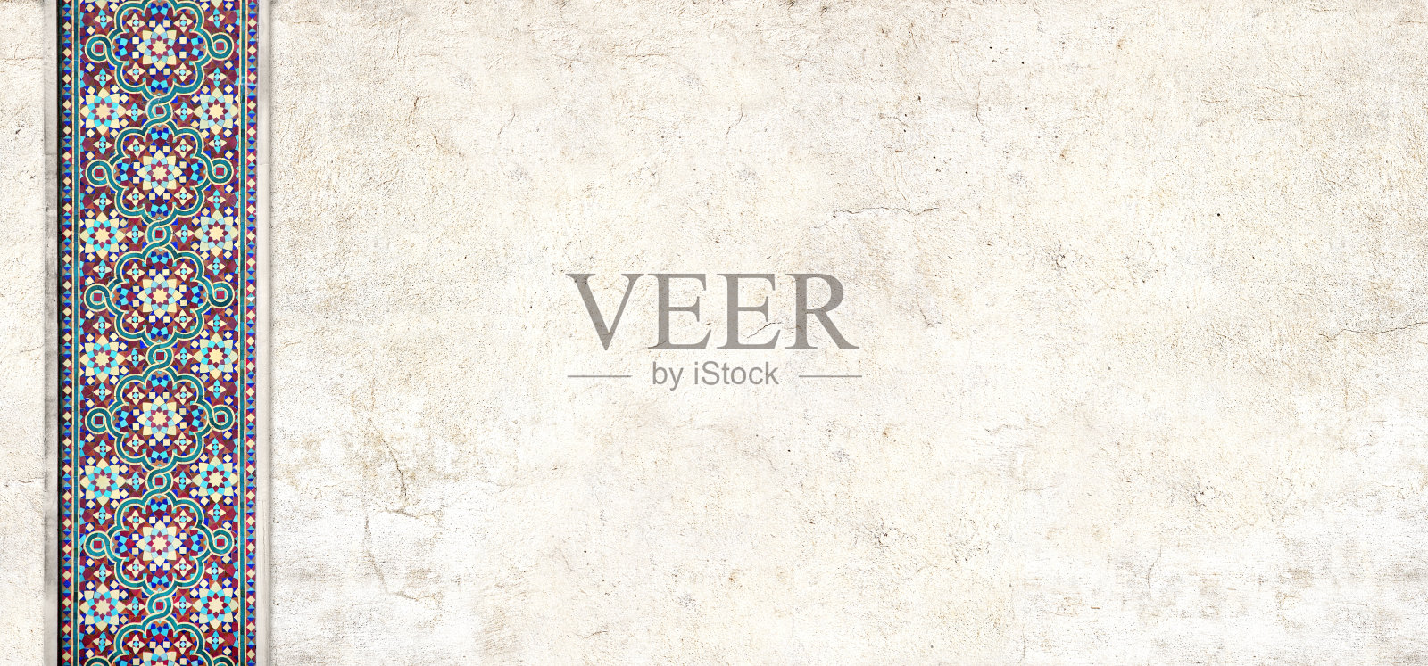 传统波斯马赛克墙的细节与几何装饰。水平或垂直背景瓷砖框架照片摄影图片