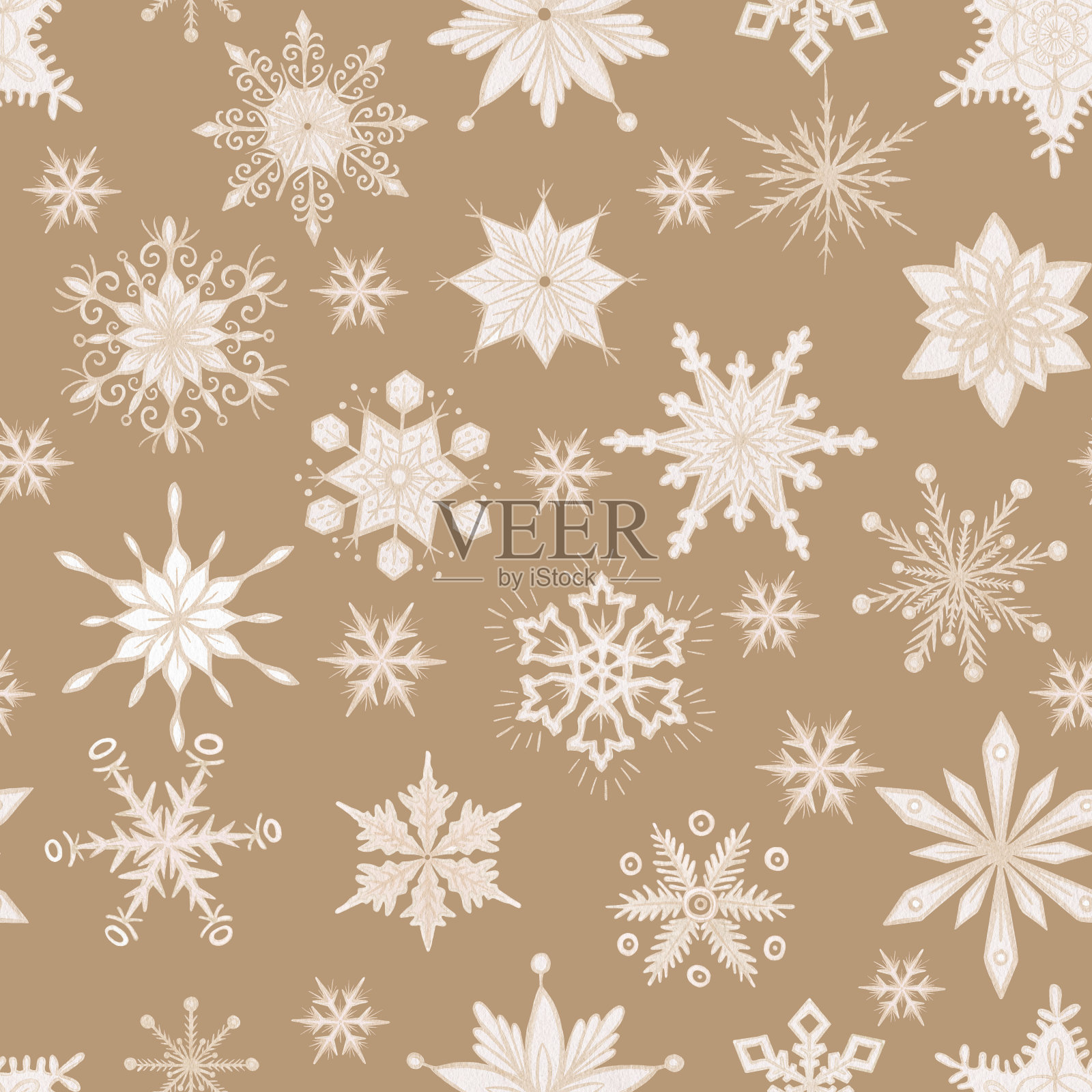 圣诞节无缝模式。灯,松果,杉树的。水彩插图。农舍圣诞树。冬天的背景插画图片素材