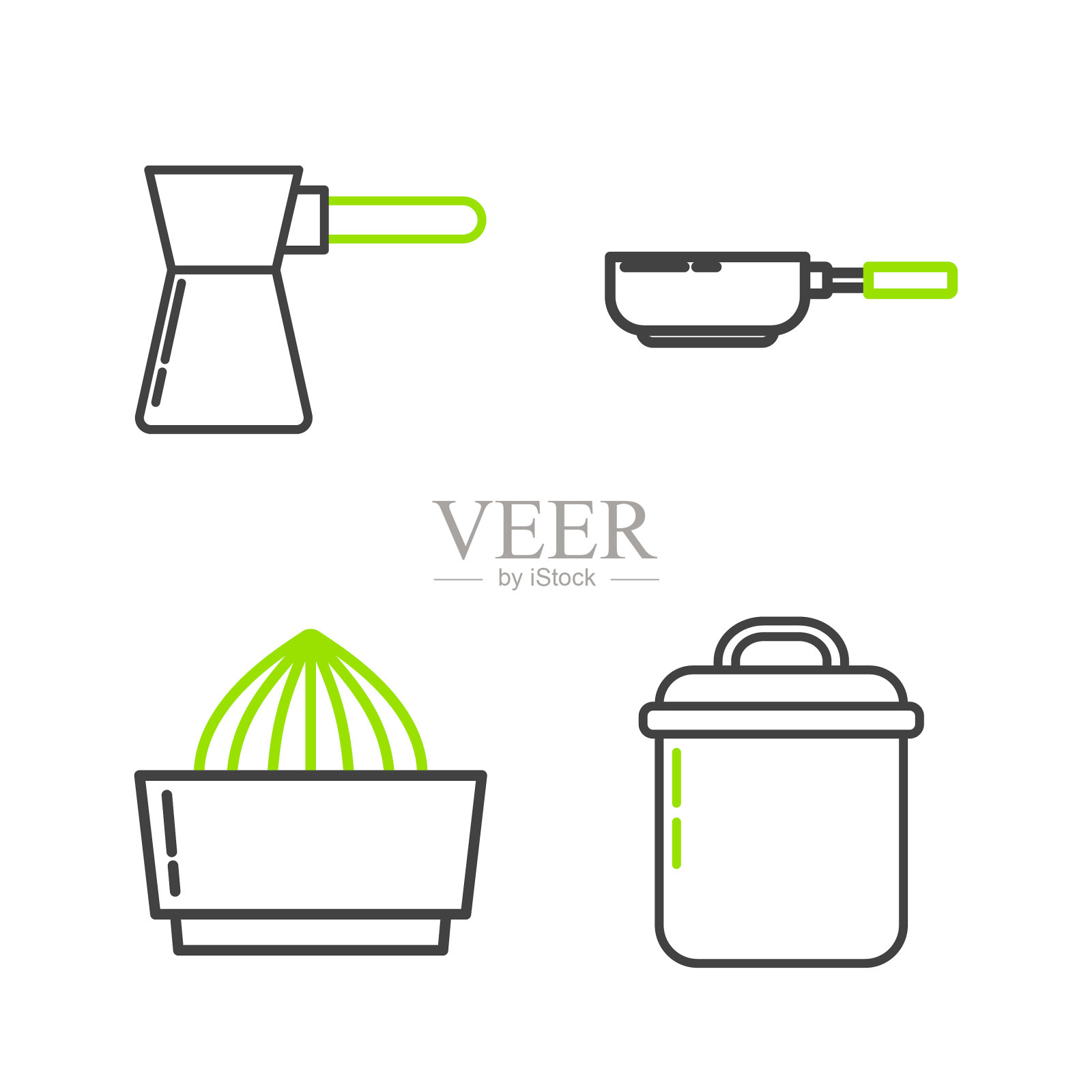 设线烹调锅柑橘果汁煎炸图标素材