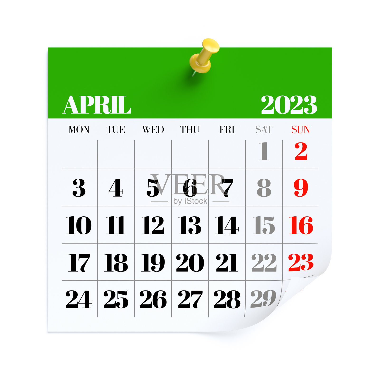 2023年4月-日历。孤立在白色背景。3D插图照片摄影图片