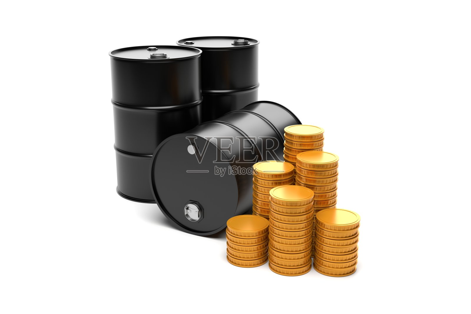 油桶上有一堆硬币照片摄影图片