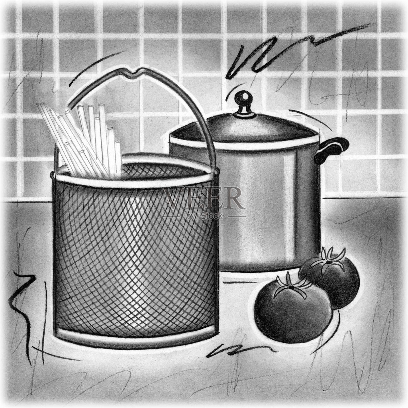 煮意大利面插画图片素材