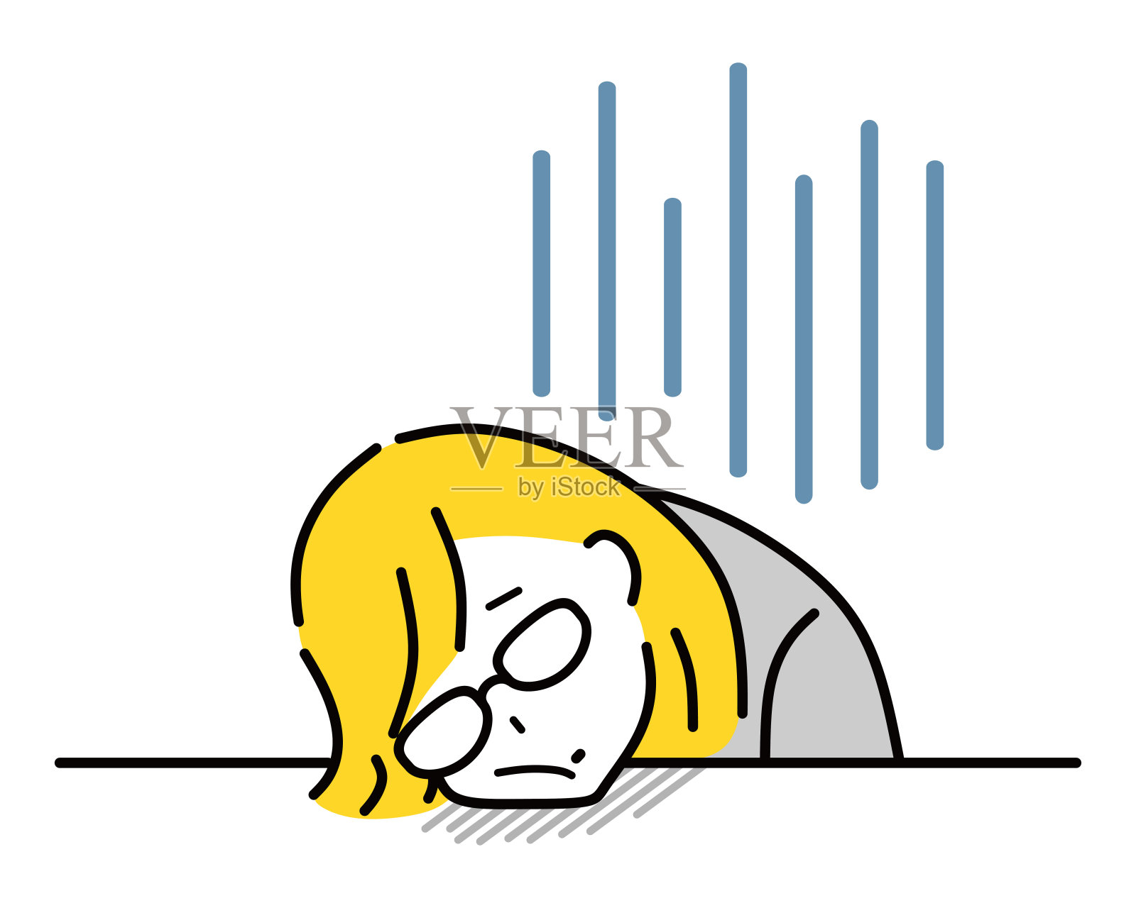 绝望疲惫的职业女性插画图片素材