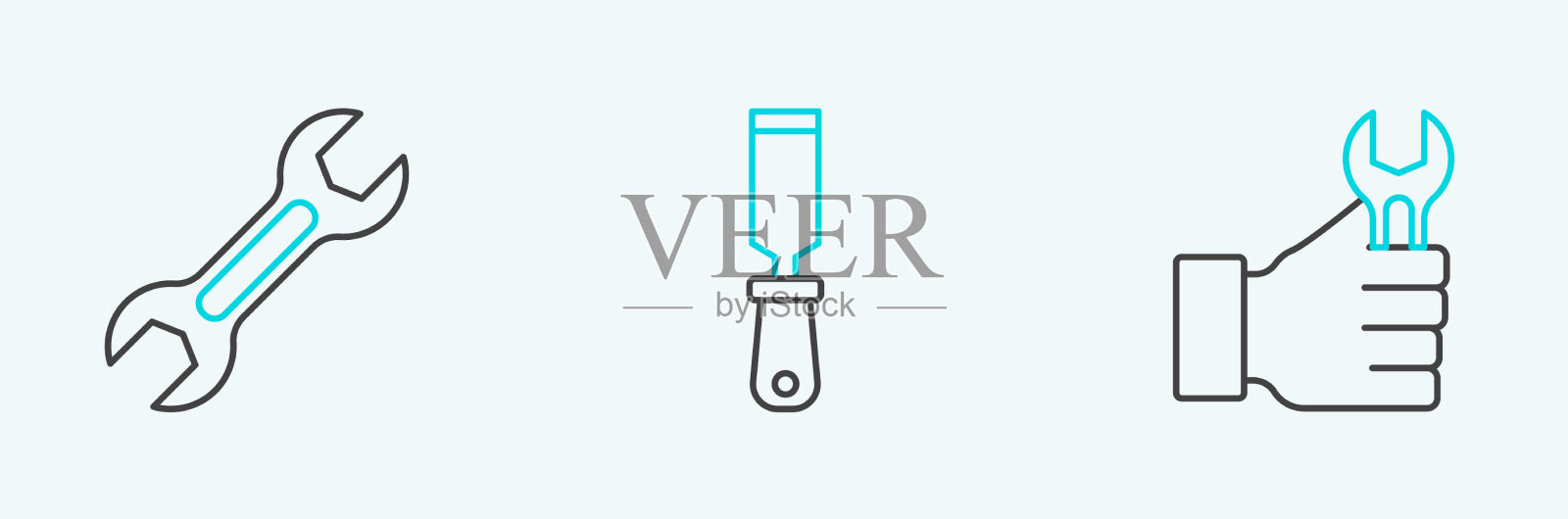 设置线扳手扳手和锉刀金属文件图标图标素材