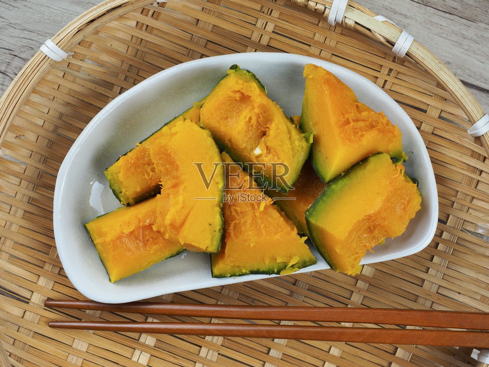 清蒸甜南瓜,黄色,素菜照片摄影图片
