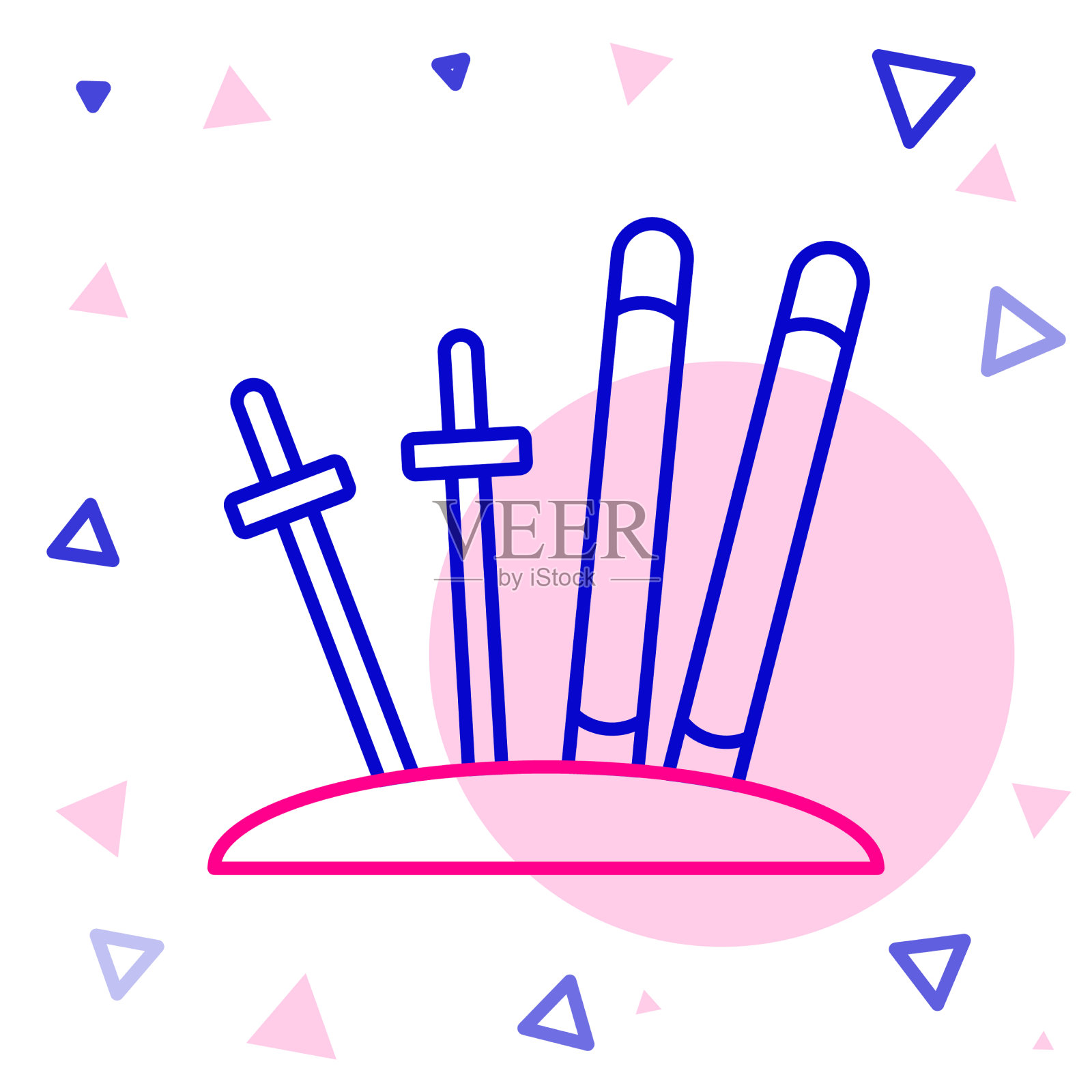 线滑雪和棍子图标隔离在白色插画图片素材