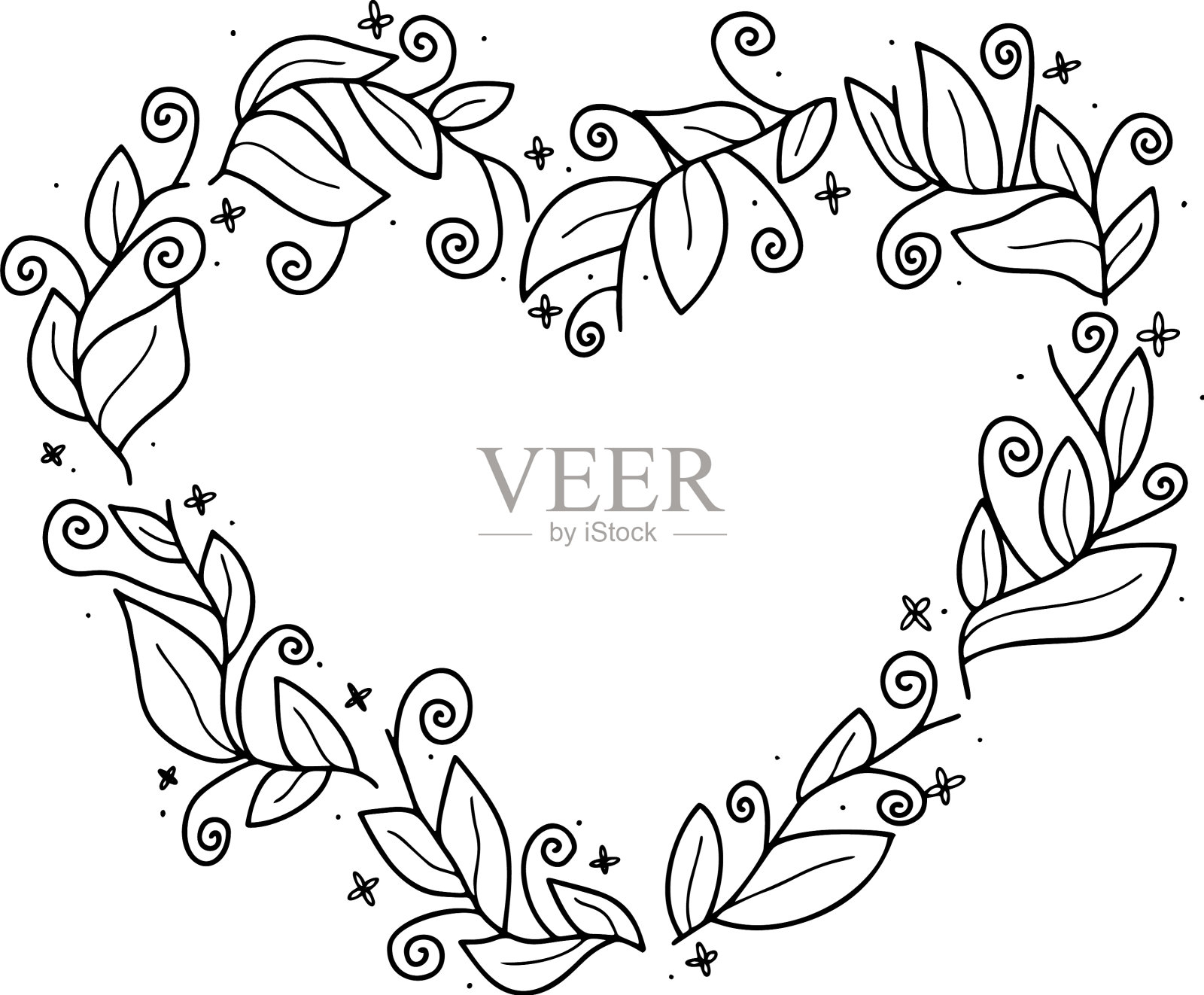 叶心画框涂鸦插画图片素材