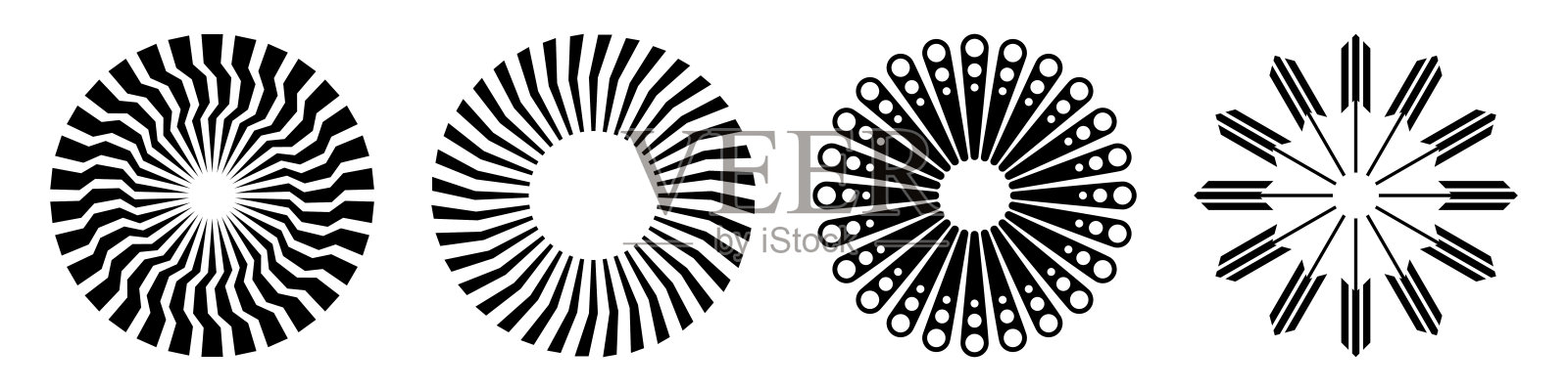 简单的几何矢量径向形状,孤立在白色背景。插画图片素材