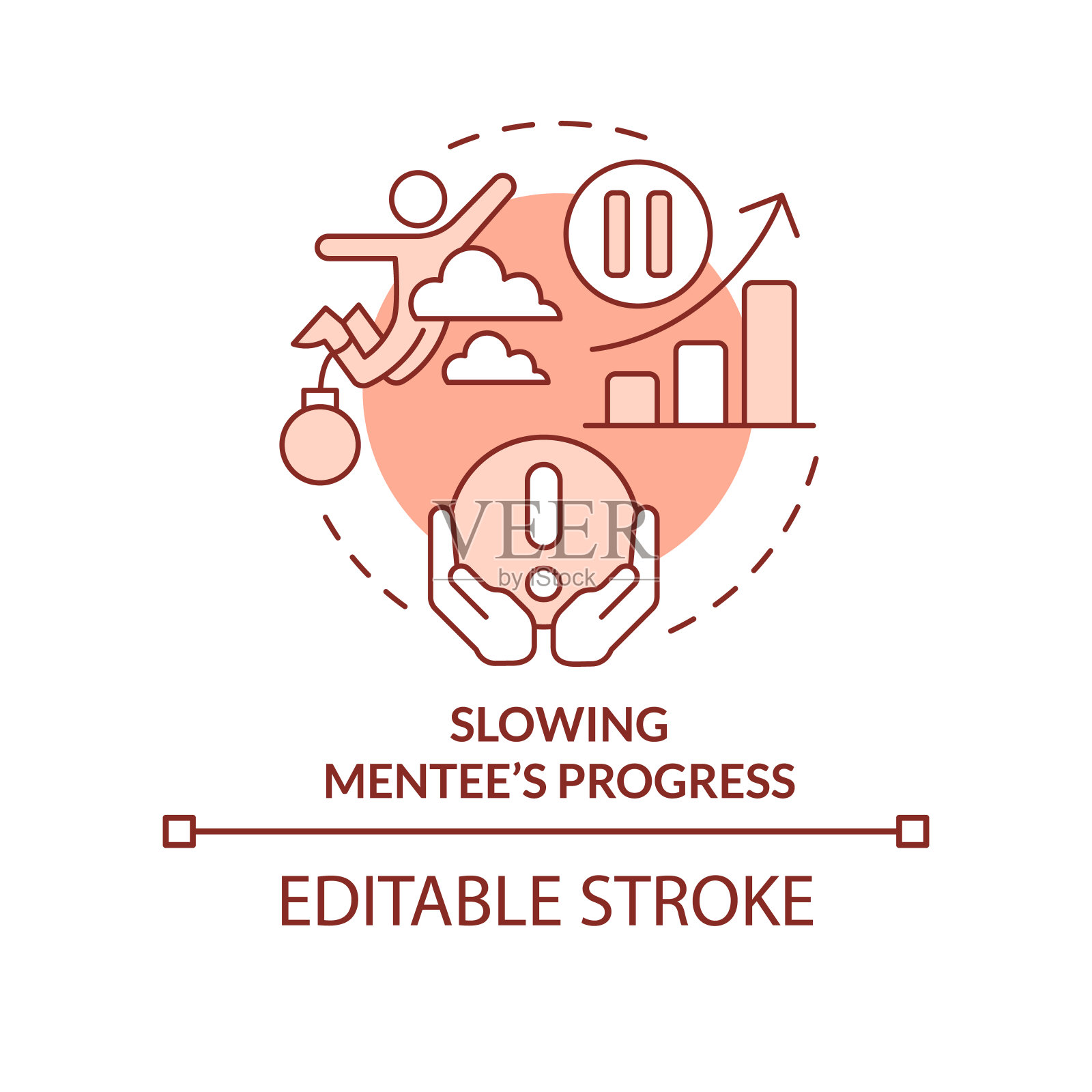 缓慢的学员进度陶土概念图标插画图片素材