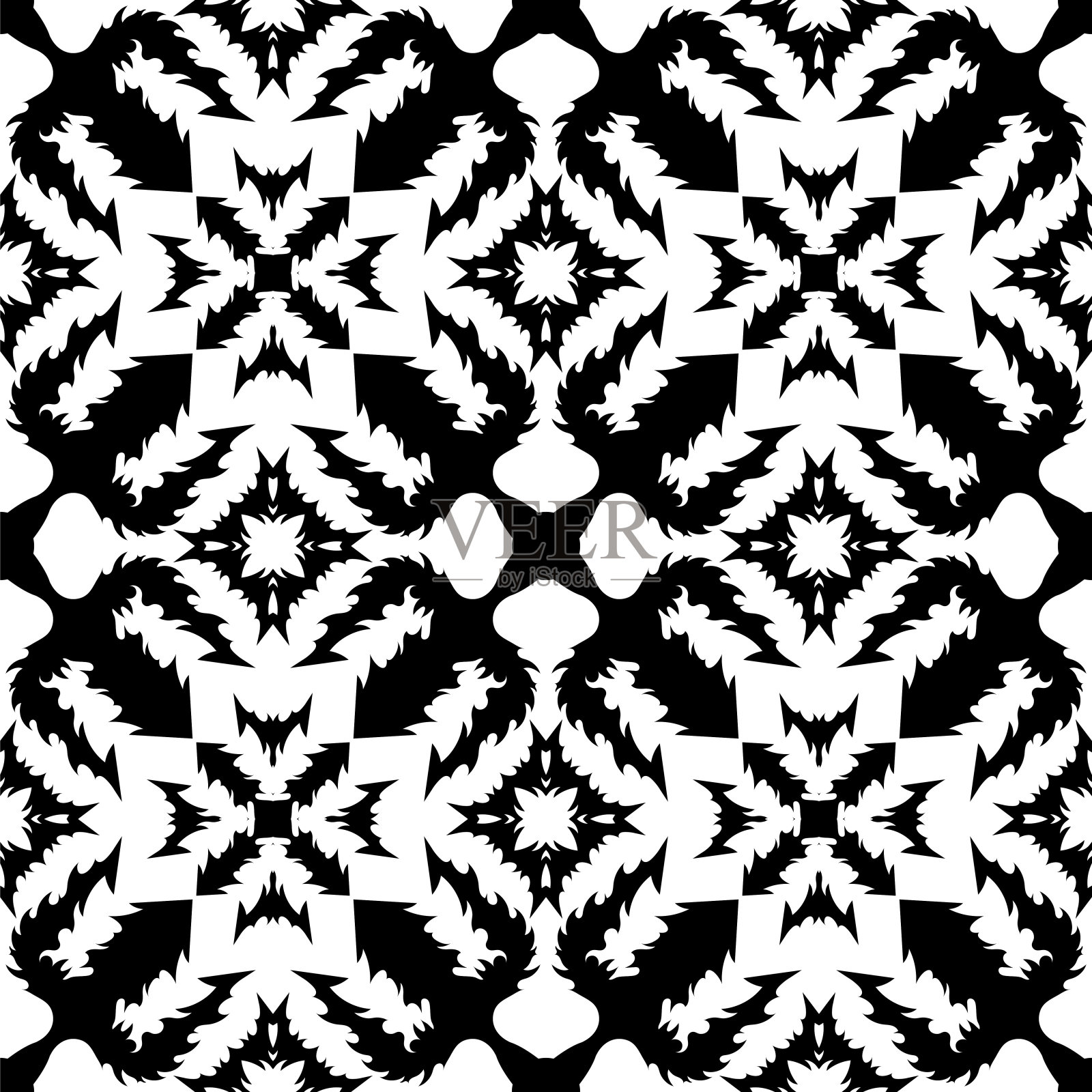 三叉戟轮廓无缝模式隔离在白色背景插画图片素材