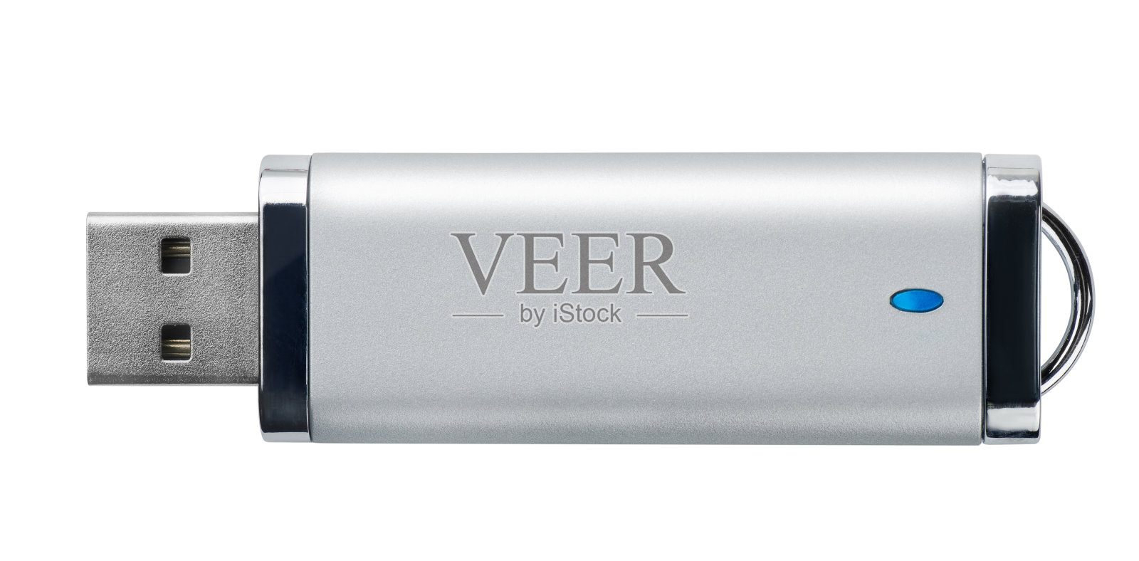 银色USB记忆棒的侧视图照片摄影图片