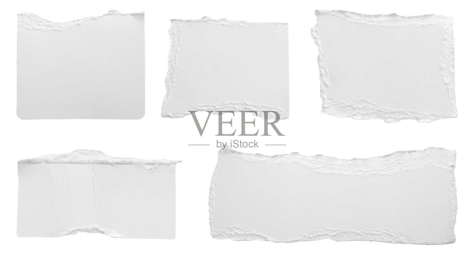 白色撕破的纸撕裂的边缘条孤立在白色的背景照片摄影图片