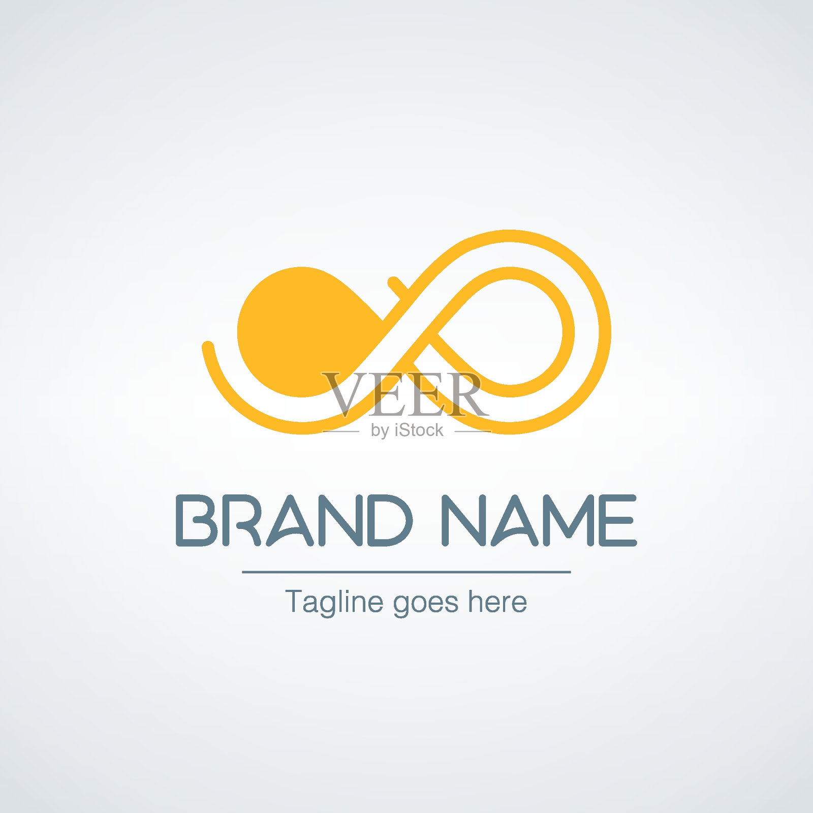 黄色无限标志设计。循环抽象的符号。股票矢量插图孤立在白色背景。插画图片素材