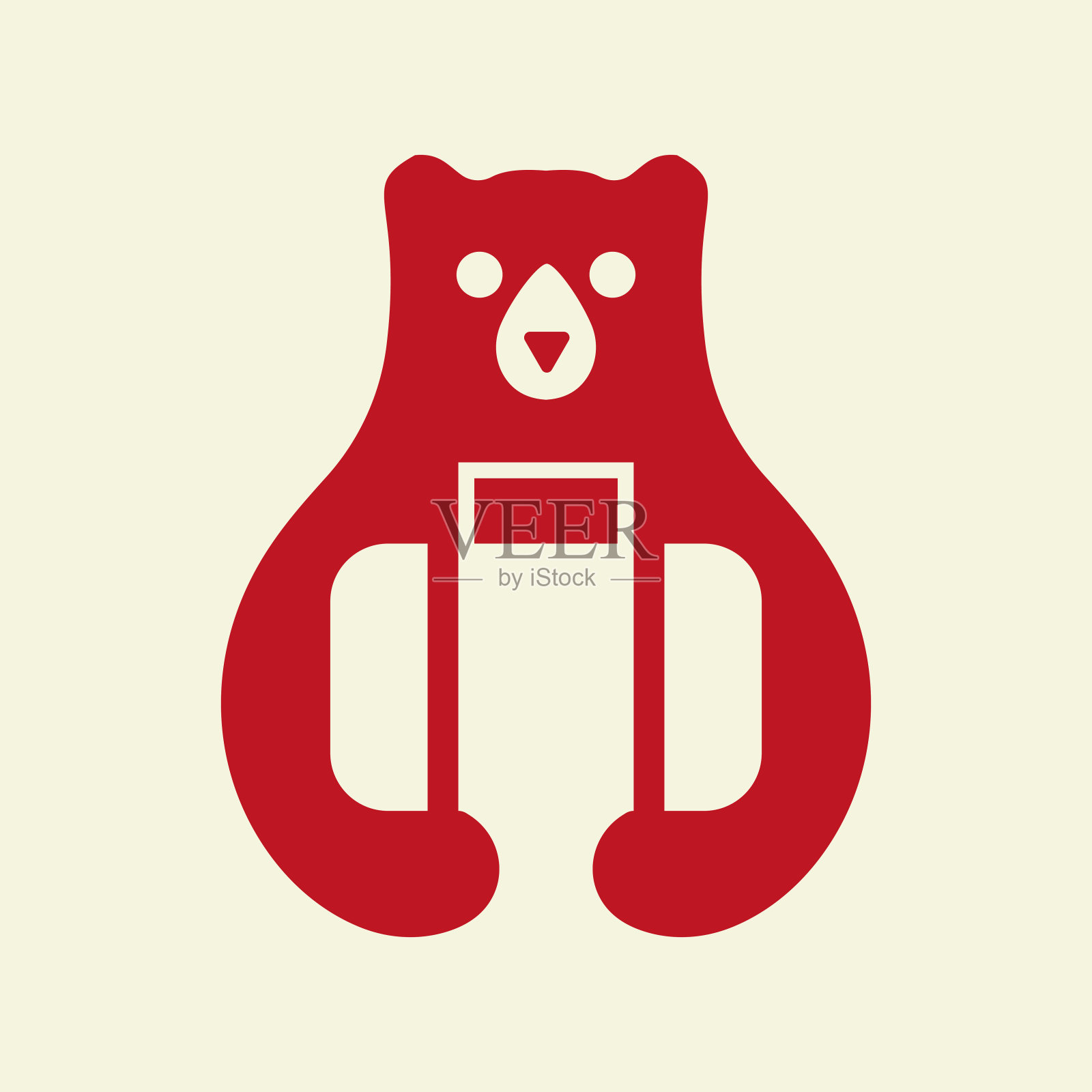 旅行袋熊标志负空间矢量模板。熊抱奖杯标志插画图片素材