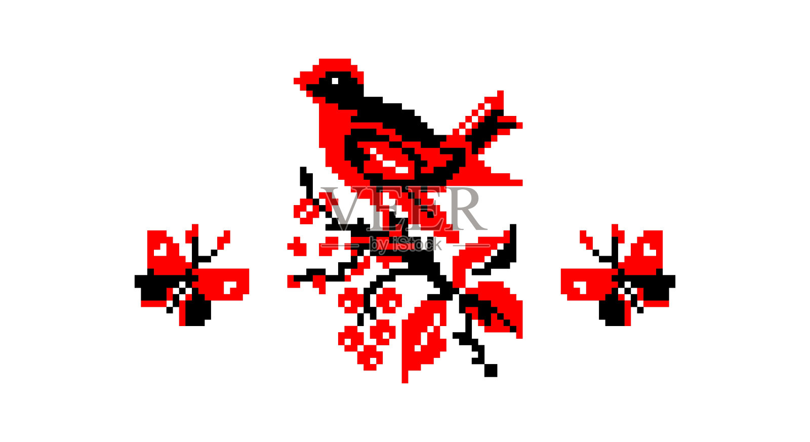 绣得好像老手工十字绣乌克兰民族图案。乌克兰毛巾饰品,鲁什尼克称,矢量。设计元素图片