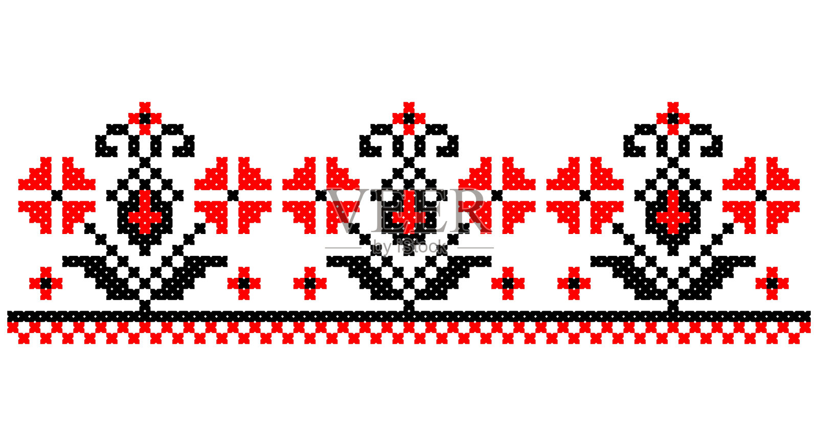 绣得好像老手工十字绣乌克兰民族图案。乌克兰毛巾饰品,鲁什尼克称,矢量。插画图片素材