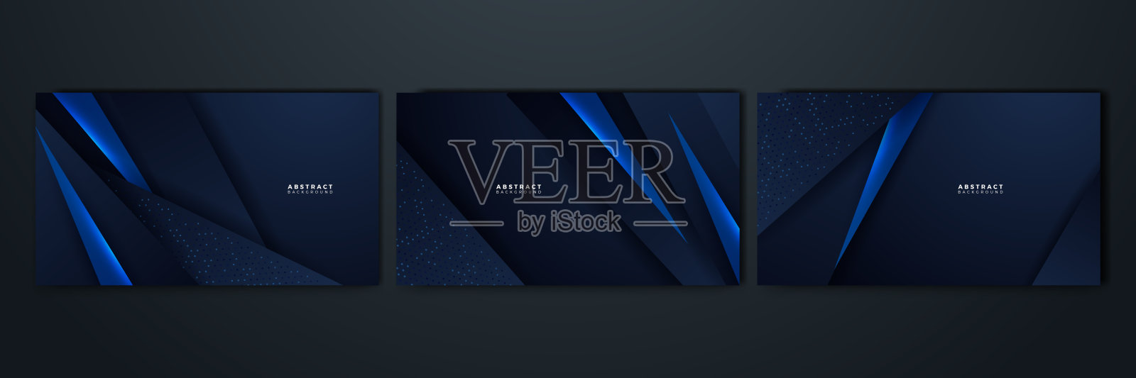 一套动态形状蓝黑色与阴影抽象设计背景插画图片素材