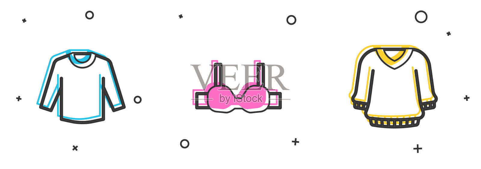 设置毛衣胸罩和图标图标素材