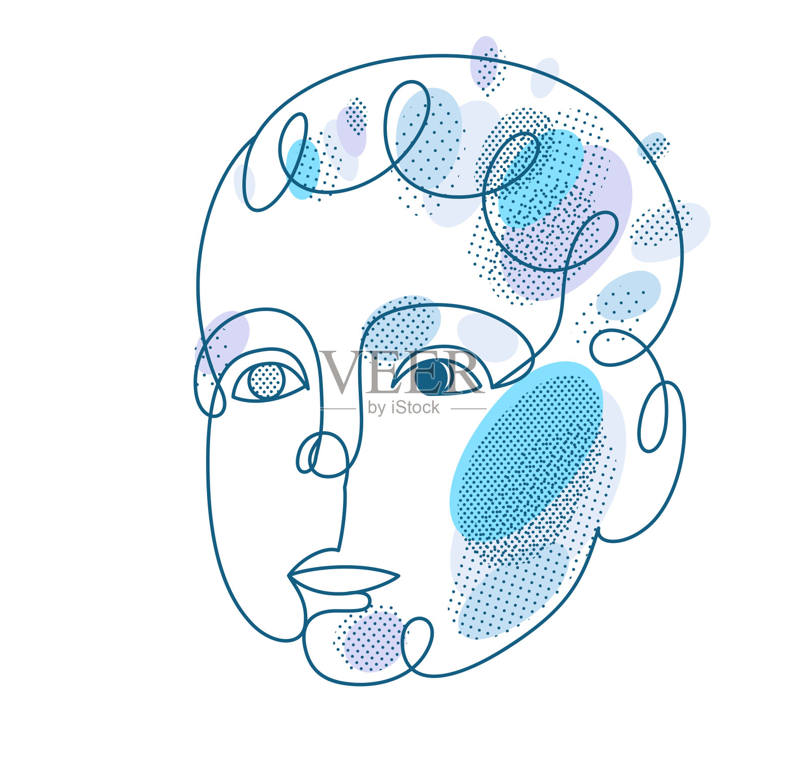 幼儿男孩肖像线性矢量插画孤立,幼儿艺术线艺术绘画。插画图片素材