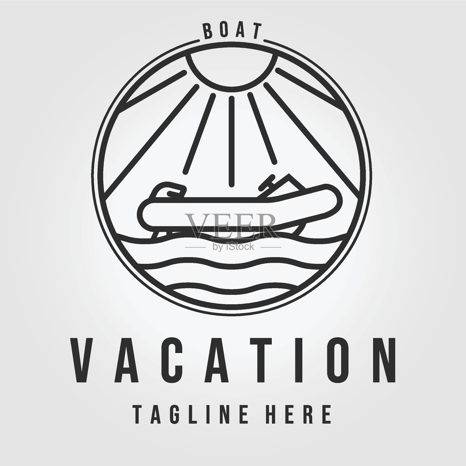 线艺术船海洋假期矢量插画设计插画图片素材