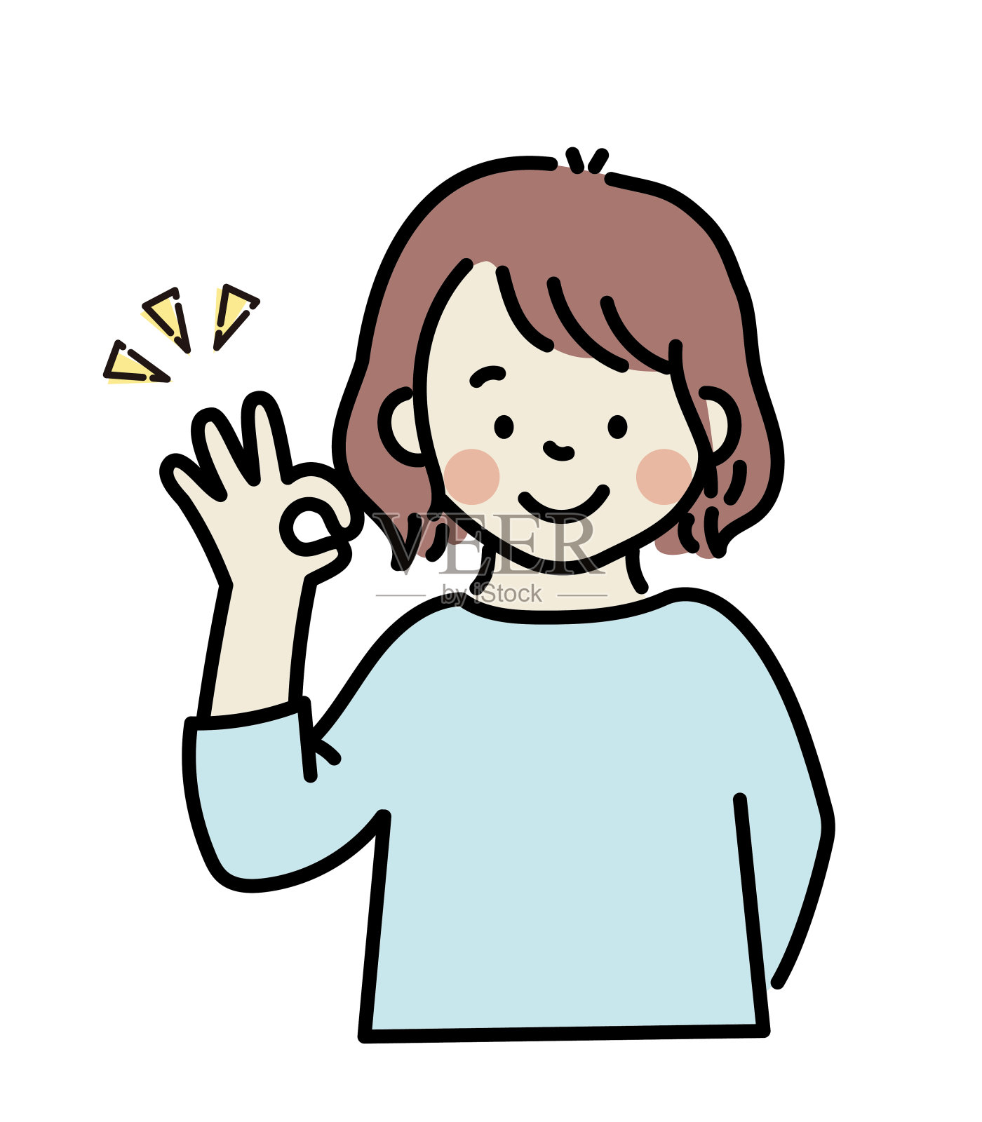 一个表示OK的女人插画图片素材