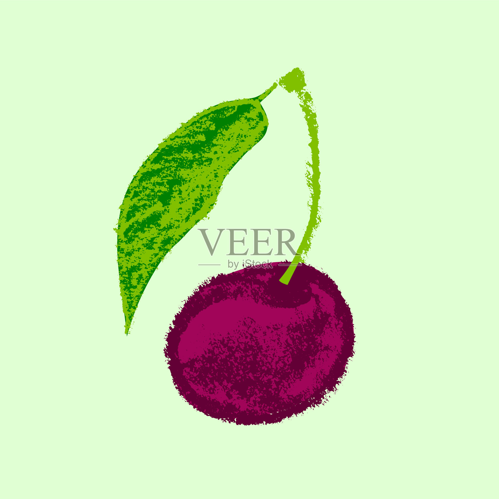 樱桃的象征。手绘水果图。健康食物的想法。插画图片素材