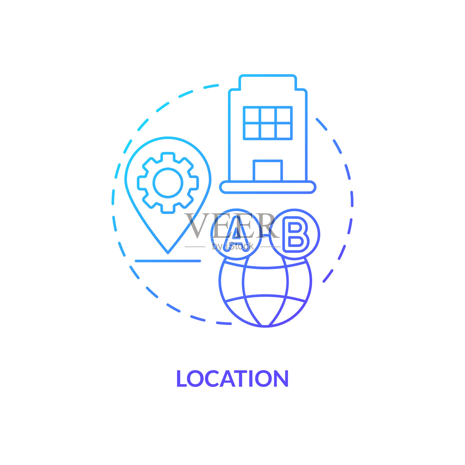 位置蓝色渐变概念图标插画图片素材