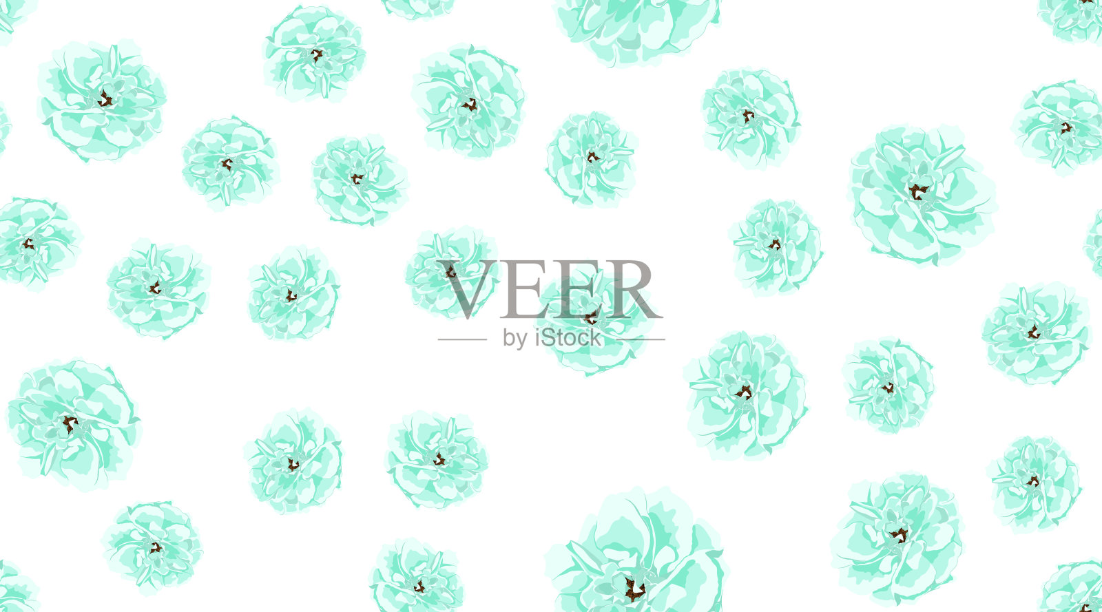 复古玫瑰,粉彩无缝图案。插画图片素材