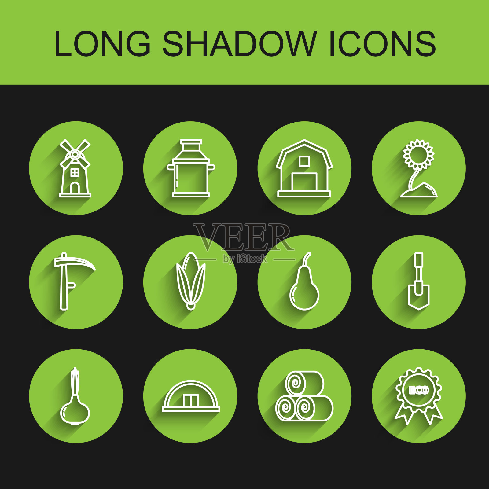 套线洋葱机库风车卷干草横幅图标素材