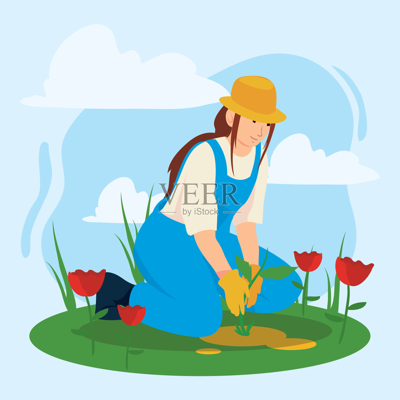 夫人花店的海报插画图片素材