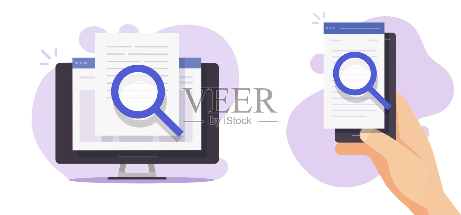 整理手机上的文字信息审查证据文件,校对阅读搜索调查商业数据信息,校对分析研究,拼写语法错误审核图片插画图片素材