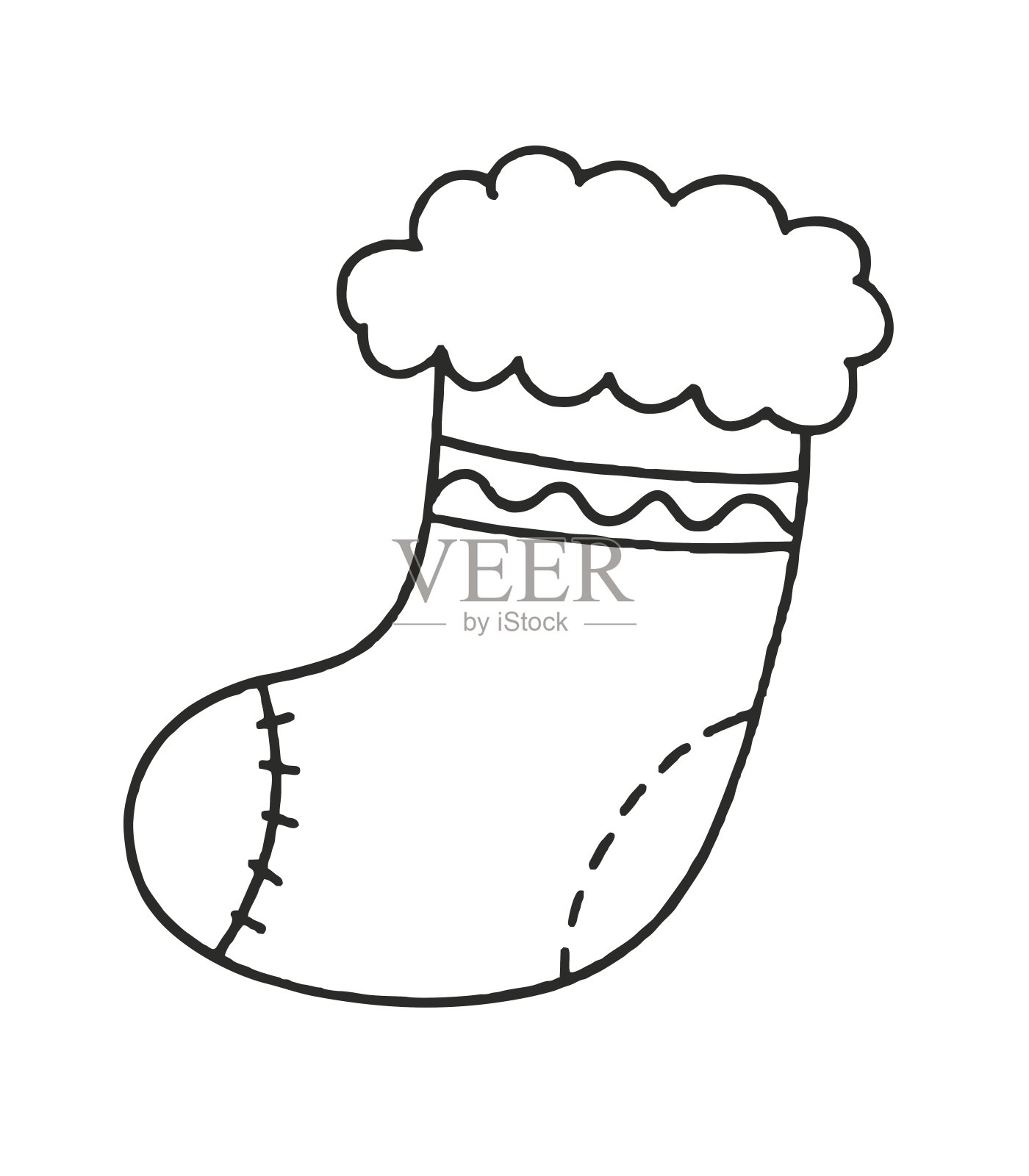 圣诞袜子矢量插图涂鸦孤立在白色背景圣诞概念插画图片素材