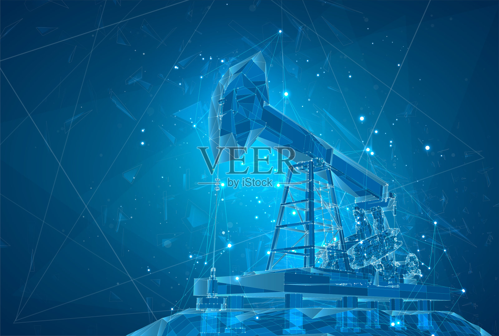 石油井架。向量3 d对象。开采的矿物质。粒子的抽象爆炸。插画图片素材