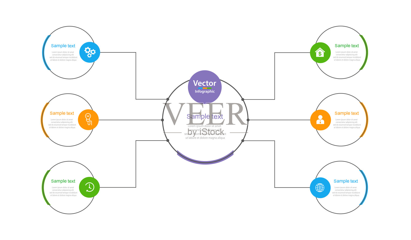 信息图设计业务模板6个选项,步骤或过程插画图片素材