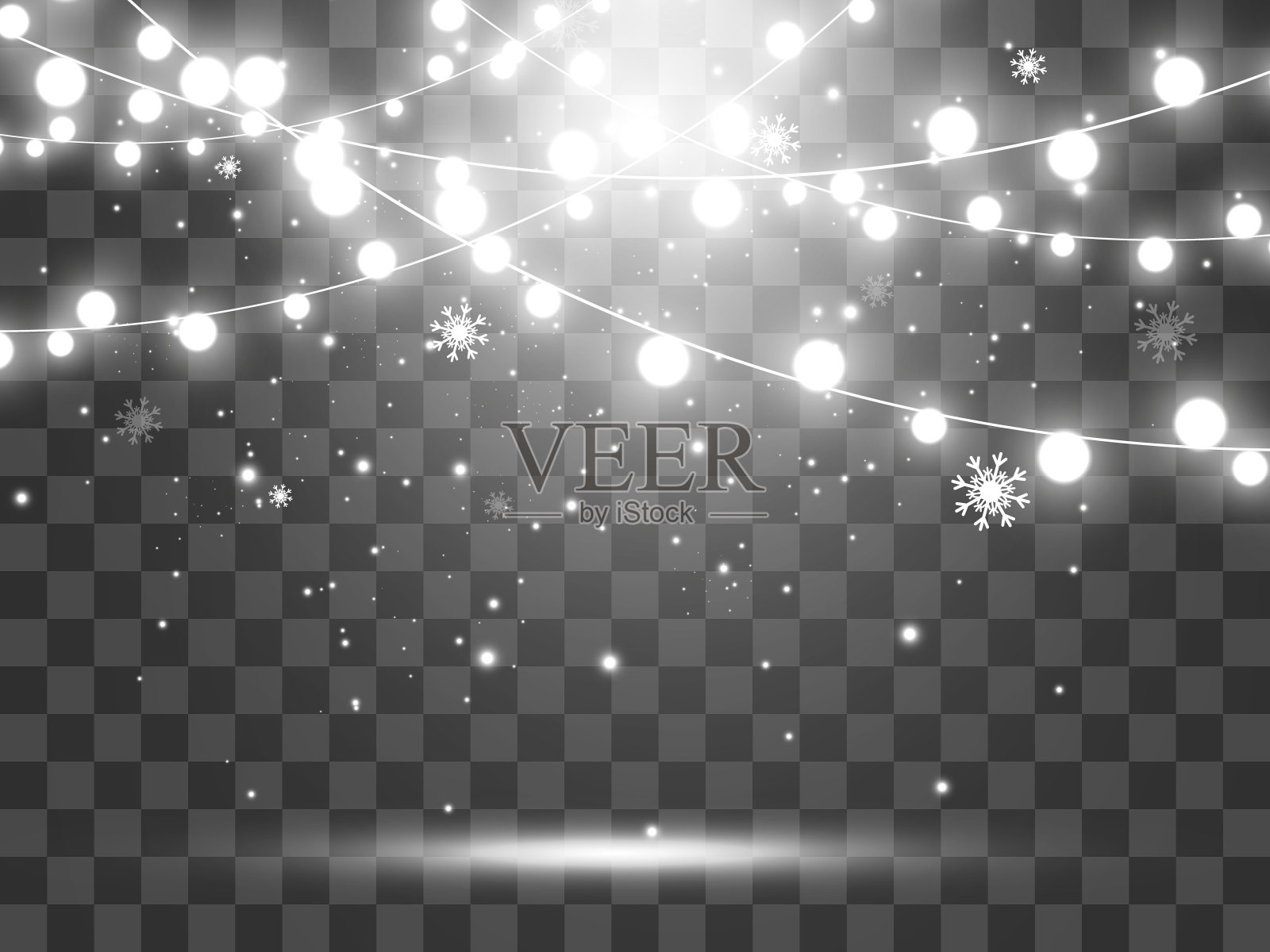 透明背景上的光花环的插图。插画图片素材