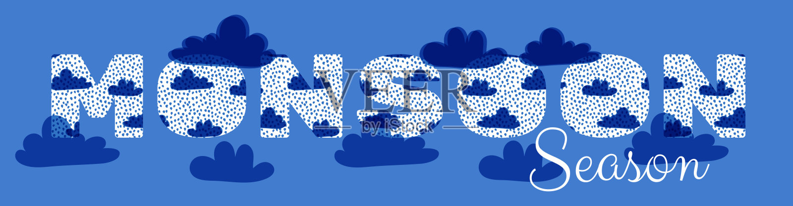 季风季节背景矢量插图与云插画图片素材