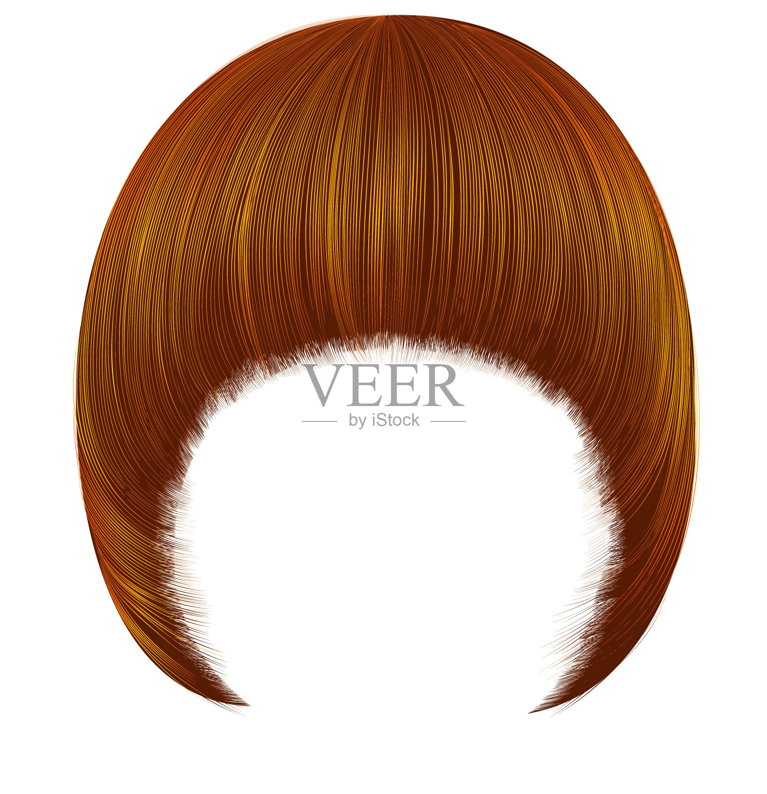 时髦女人给小男孩留刘海。红颜色。中等长度。美丽的风格。现实的3 d。插画图片素材