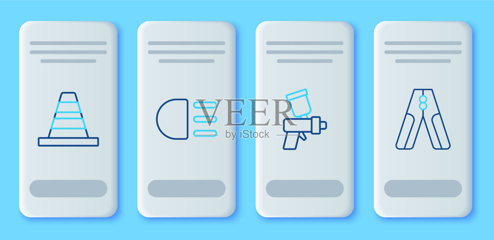 设置线高梁喷漆枪交通锥图标素材