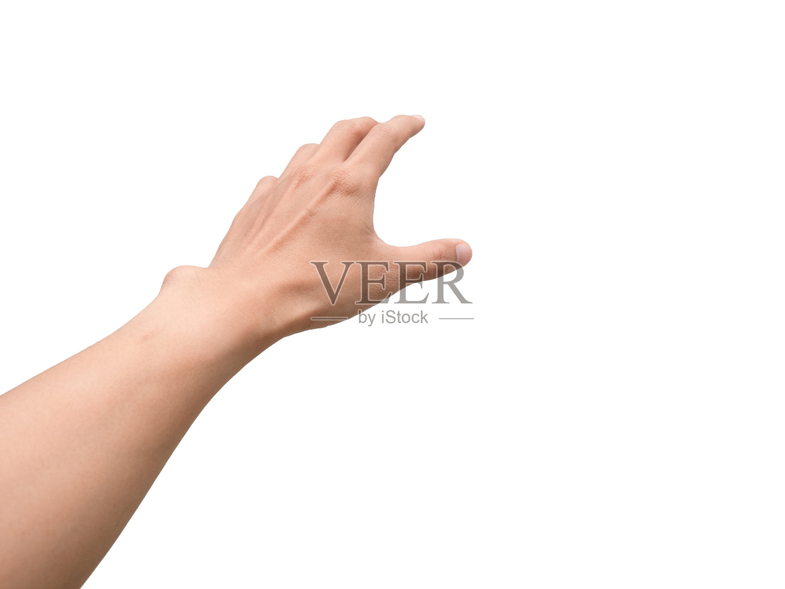 男子双手手势达到孤立的白色照片摄影图片