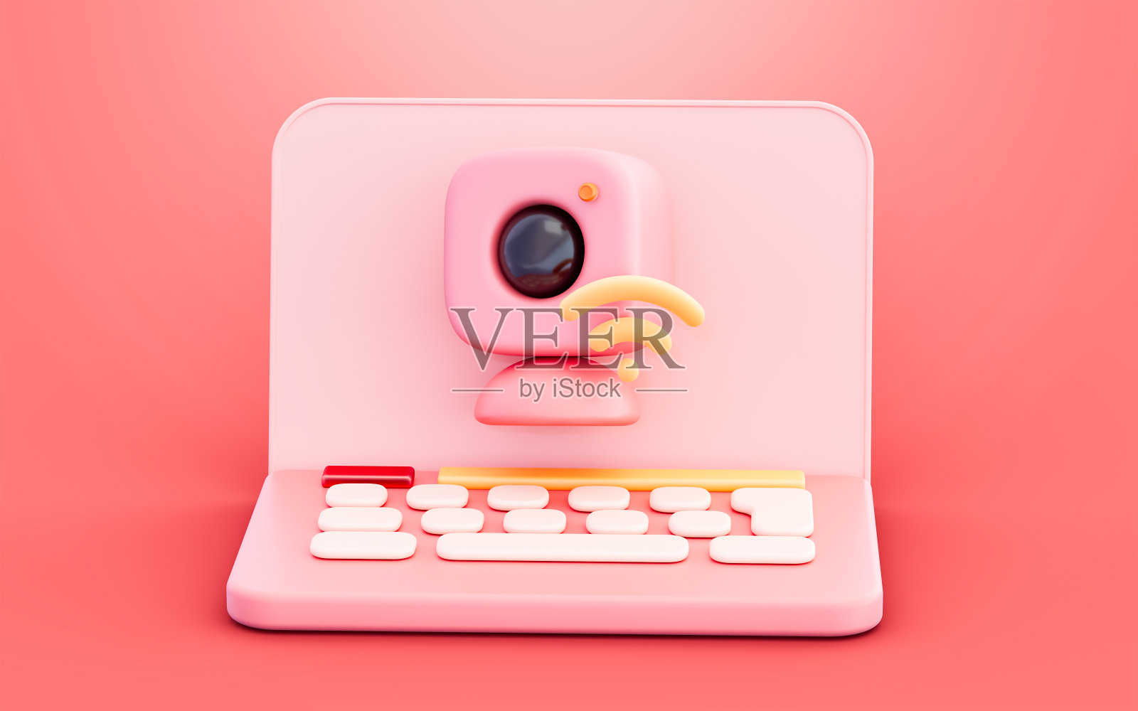 电脑笔记本屏幕和闭路电视网络3d安全摄像头照片摄影图片