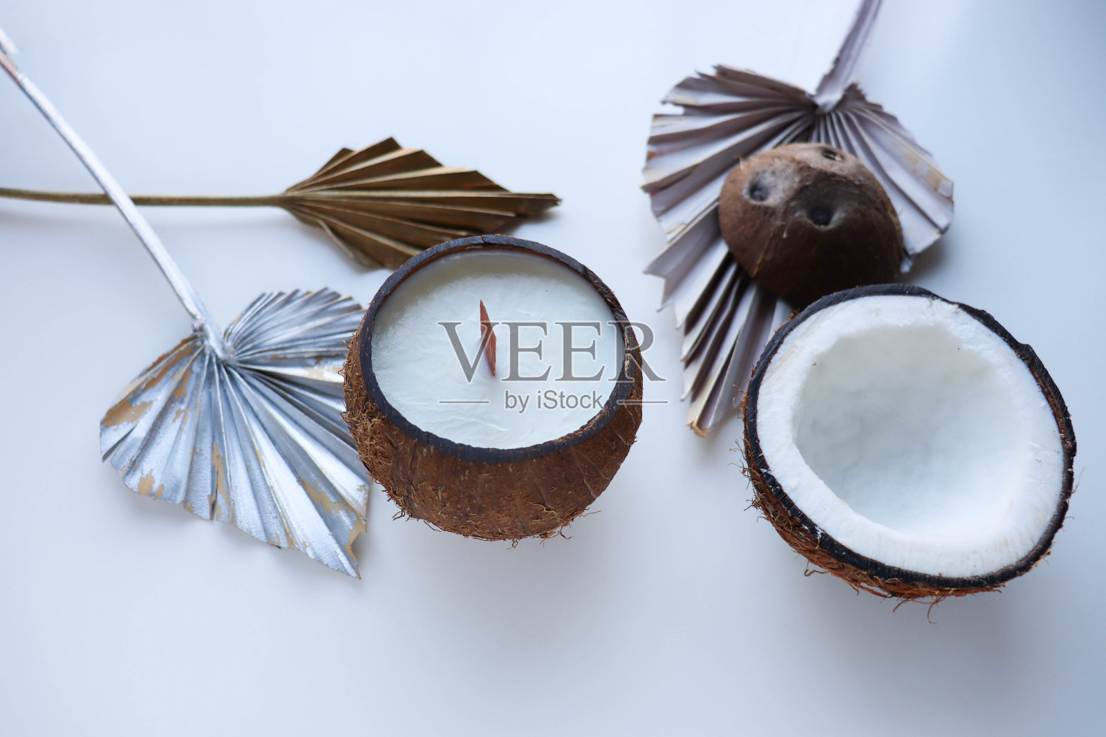 椰子天然大豆蜡蜡烛照片摄影图片