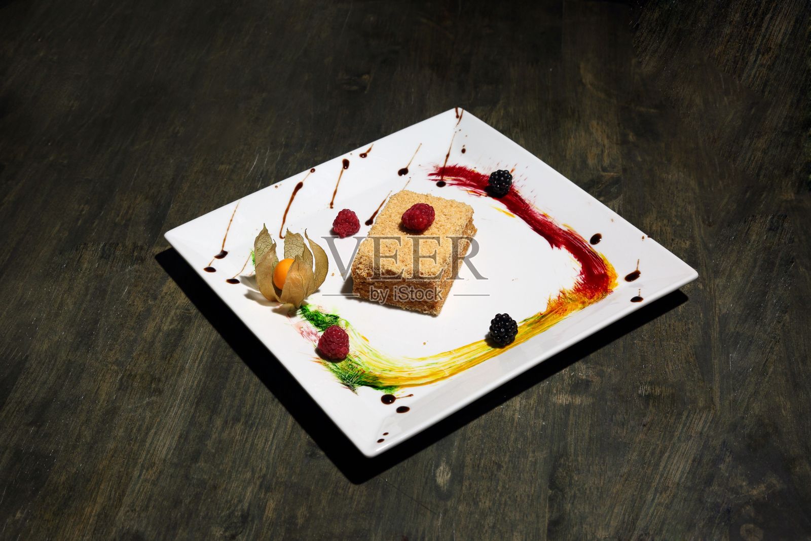 蜂蜜蛋糕的特写镜头照片摄影图片