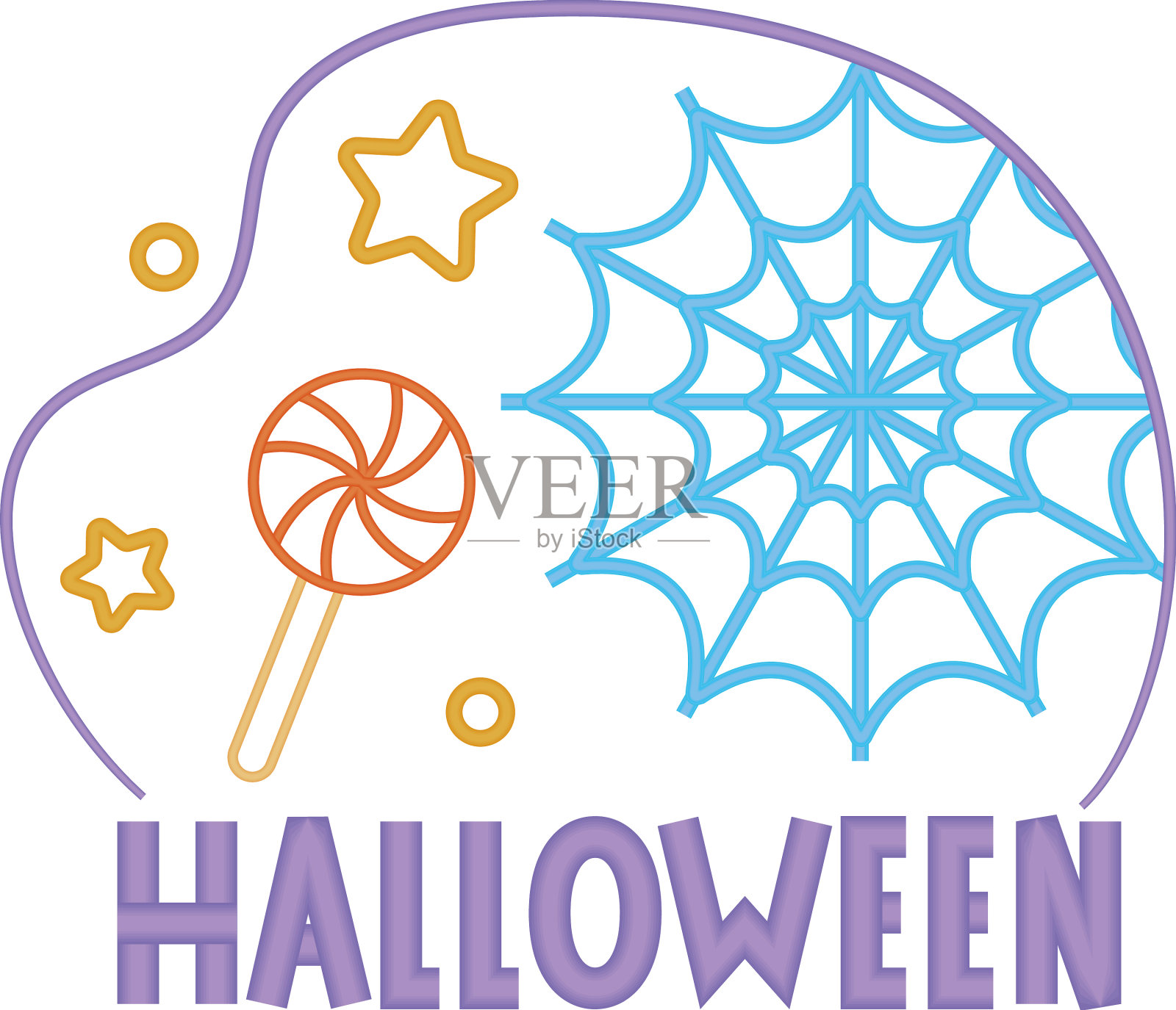 万圣节涂鸦和蜘蛛网插画图片素材