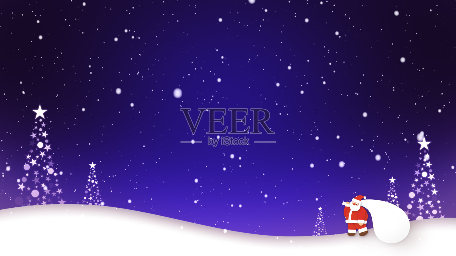 圣诞老人走在雪地里照片摄影图片