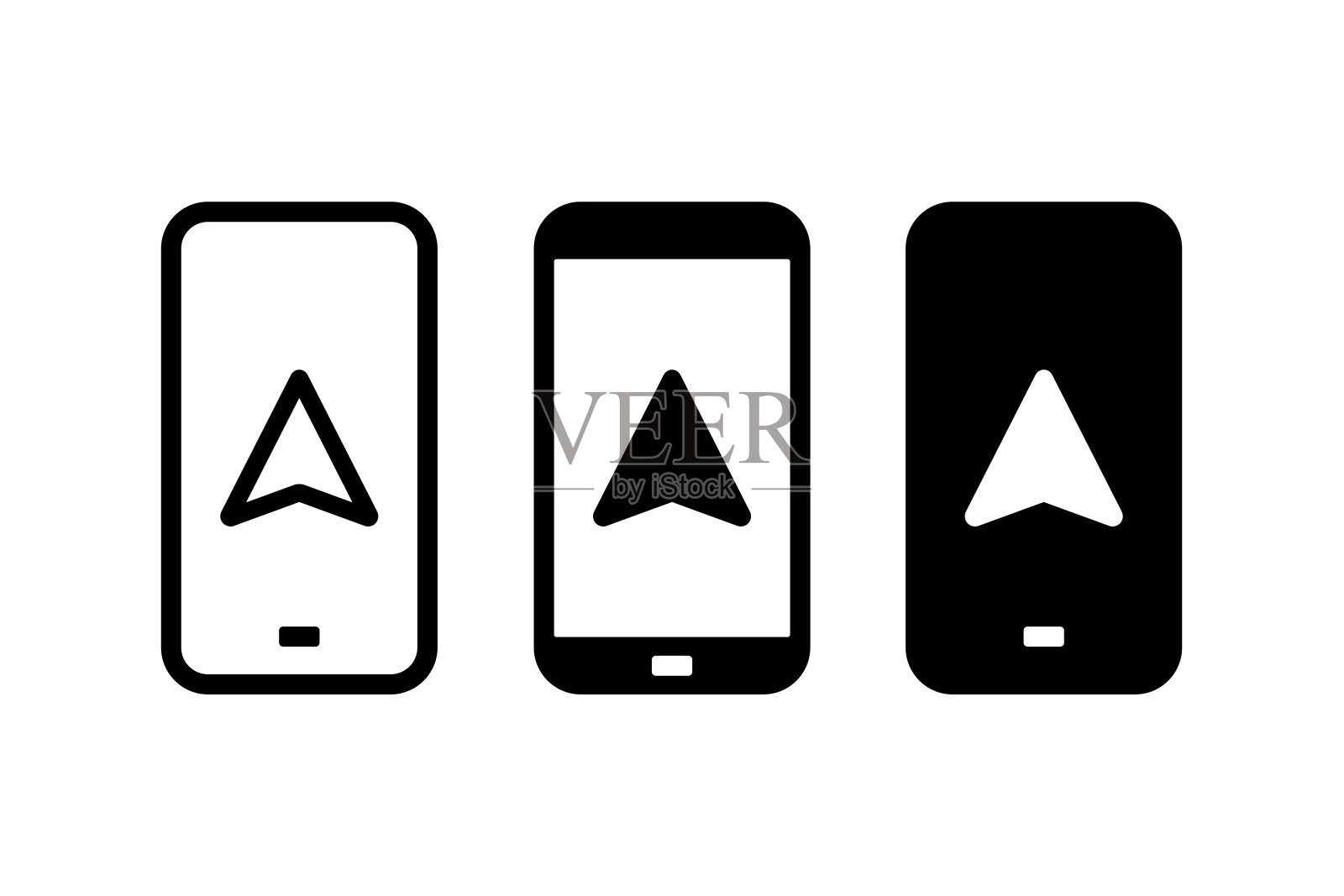 带有地图引脚导航图标的手机图标素材