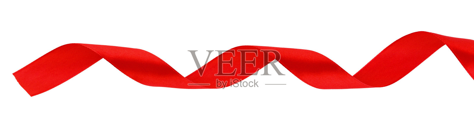 俯视图特写红色丝带孤立在白色背景。平躺照片摄影图片