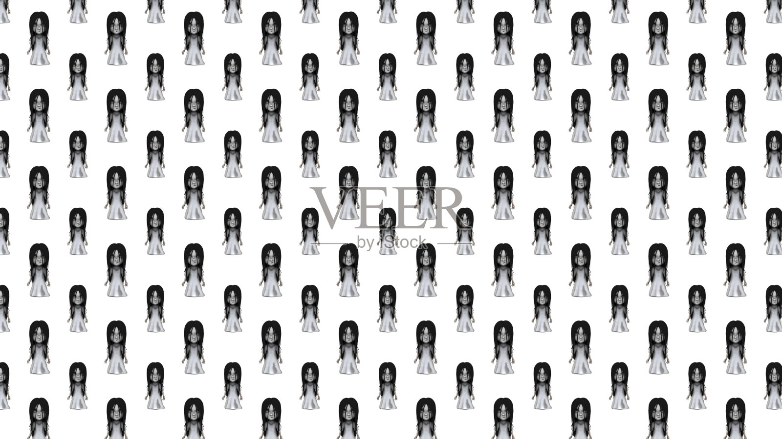 在白色背景上的各种怪物的形式的模式3d渲染照片摄影图片