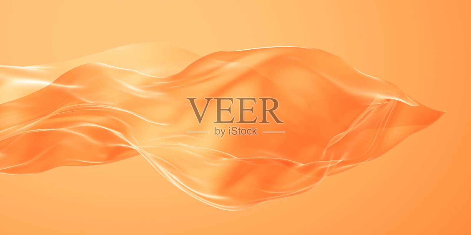 流动的橙色布料背景,3d渲染。照片摄影图片