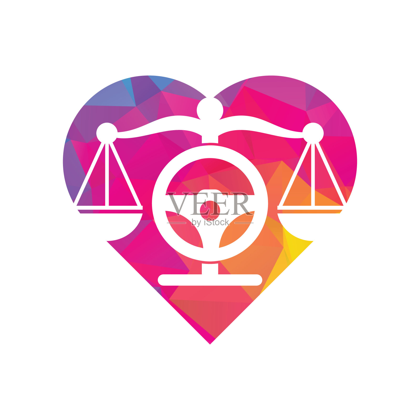 车轮法心形概念矢量标志设计模板。插画图片素材