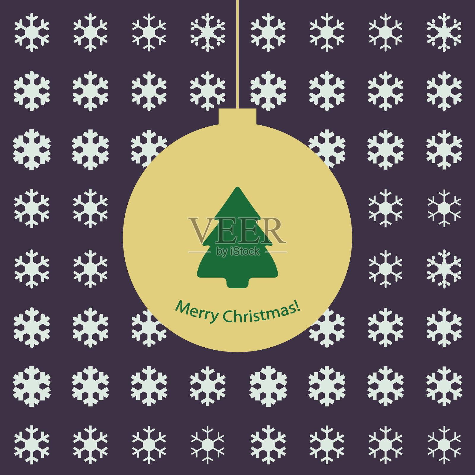 雪花圣诞树贺卡插画图片素材